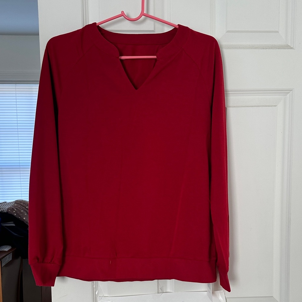 Women's Red Long Sleeve Top